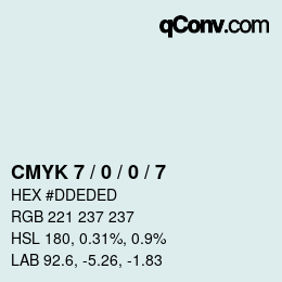 カラーコード: CMYK 7 / 0 / 0 / 7 | qconv.com