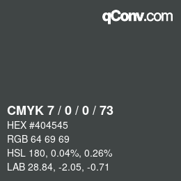 Code couleur: CMYK 7 / 0 / 0 / 73 | qconv.com