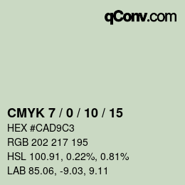 カラーコード: CMYK 7 / 0 / 10 / 15 | qconv.com