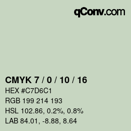 カラーコード: CMYK 7 / 0 / 10 / 16 | qconv.com