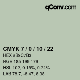 颜色代码: CMYK 7 / 0 / 10 / 22 | qconv.com