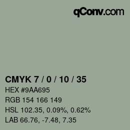 颜色代码: CMYK 7 / 0 / 10 / 35 | qconv.com