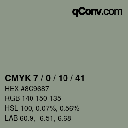 颜色代码: CMYK 7 / 0 / 10 / 41 | qconv.com