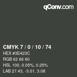カラーコード: CMYK 7 / 0 / 10 / 74 | qconv.com
