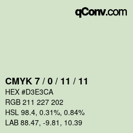 颜色代码: CMYK 7 / 0 / 11 / 11 | qconv.com