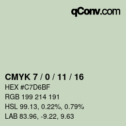 颜色代码: CMYK 7 / 0 / 11 / 16 | qconv.com