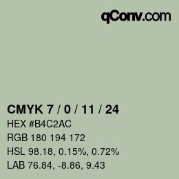 カラーコード: CMYK 7 / 0 / 11 / 24 | qconv.com