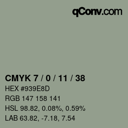 カラーコード: CMYK 7 / 0 / 11 / 38 | qconv.com