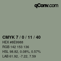 Color code: CMYK 7 / 0 / 11 / 40 | qconv.com