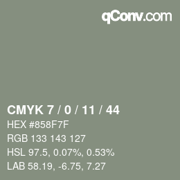 Color code: CMYK 7 / 0 / 11 / 44 | qconv.com