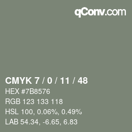 Color code: CMYK 7 / 0 / 11 / 48 | qconv.com