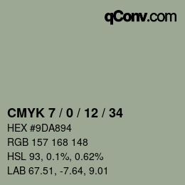 カラーコード: CMYK 7 / 0 / 12 / 34 | qconv.com