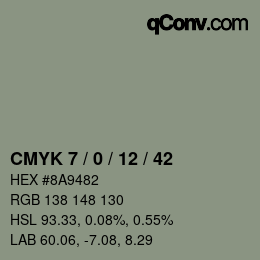 Color code: CMYK 7 / 0 / 12 / 42 | qconv.com
