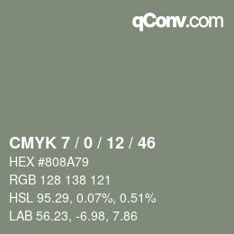 Color code: CMYK 7 / 0 / 12 / 46 | qconv.com