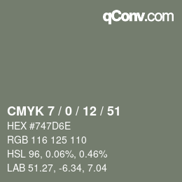 カラーコード: CMYK 7 / 0 / 12 / 51 | qconv.com