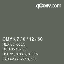 颜色代码: CMYK 7 / 0 / 12 / 60 | qconv.com