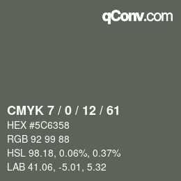 カラーコード: CMYK 7 / 0 / 12 / 61 | qconv.com