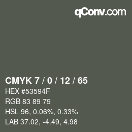 Color code: CMYK 7 / 0 / 12 / 65 | qconv.com