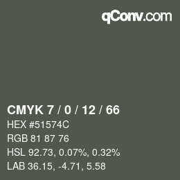 颜色代码: CMYK 7 / 0 / 12 / 66 | qconv.com