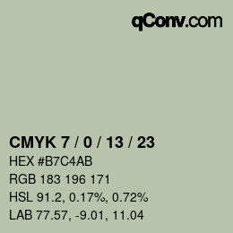 颜色代码: CMYK 7 / 0 / 13 / 23 | qconv.com