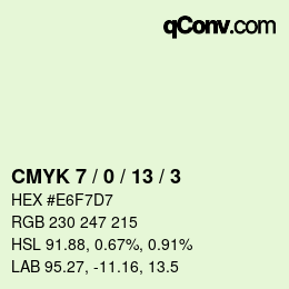 カラーコード: CMYK 7 / 0 / 13 / 3 | qconv.com