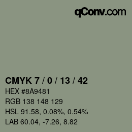 Color code: CMYK 7 / 0 / 13 / 42 | qconv.com