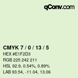 颜色代码: CMYK 7 / 0 / 13 / 5 | qconv.com