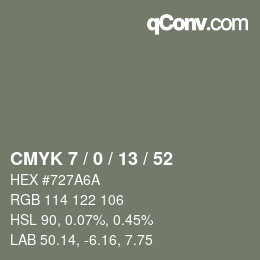 カラーコード: CMYK 7 / 0 / 13 / 52 | qconv.com