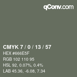 颜色代码: CMYK 7 / 0 / 13 / 57 | qconv.com