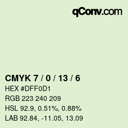 颜色代码: CMYK 7 / 0 / 13 / 6 | qconv.com