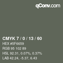 カラーコード: CMYK 7 / 0 / 13 / 60 | qconv.com