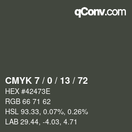 Color code: CMYK 7 / 0 / 13 / 72 | qconv.com