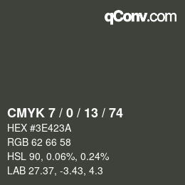 Color code: CMYK 7 / 0 / 13 / 74 | qconv.com