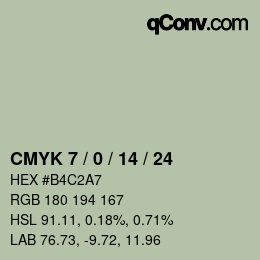 カラーコード: CMYK 7 / 0 / 14 / 24 | qconv.com