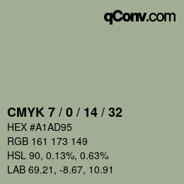 カラーコード: CMYK 7 / 0 / 14 / 32 | qconv.com