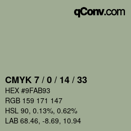 颜色代码: CMYK 7 / 0 / 14 / 33 | qconv.com