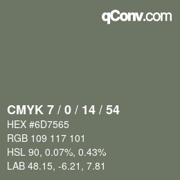 Color code: CMYK 7 / 0 / 14 / 54 | qconv.com