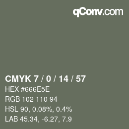 Color code: CMYK 7 / 0 / 14 / 57 | qconv.com