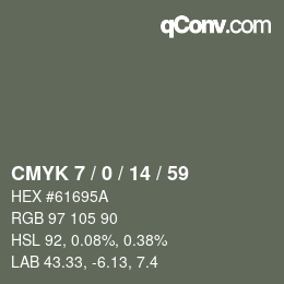カラーコード: CMYK 7 / 0 / 14 / 59 | qconv.com