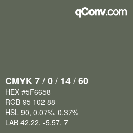 カラーコード: CMYK 7 / 0 / 14 / 60 | qconv.com