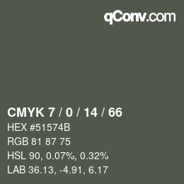 Color code: CMYK 7 / 0 / 14 / 66 | qconv.com