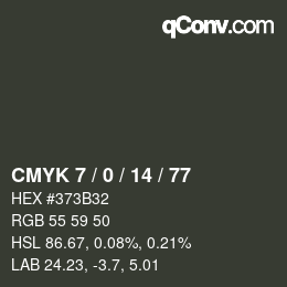 Color code: CMYK 7 / 0 / 14 / 77 | qconv.com