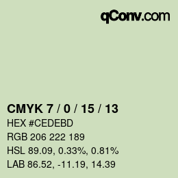 カラーコード: CMYK 7 / 0 / 15 / 13 | qconv.com