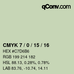 カラーコード: CMYK 7 / 0 / 15 / 16 | qconv.com