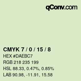 カラーコード: CMYK 7 / 0 / 15 / 8 | qconv.com