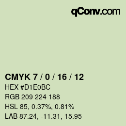 カラーコード: CMYK 7 / 0 / 16 / 12 | qconv.com