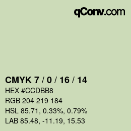 カラーコード: CMYK 7 / 0 / 16 / 14 | qconv.com