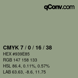 Código de color: CMYK 7 / 0 / 16 / 38 | qconv.com