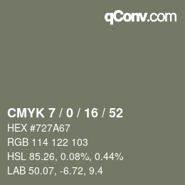 Color code: CMYK 7 / 0 / 16 / 52 | qconv.com