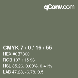 Color code: CMYK 7 / 0 / 16 / 55 | qconv.com
